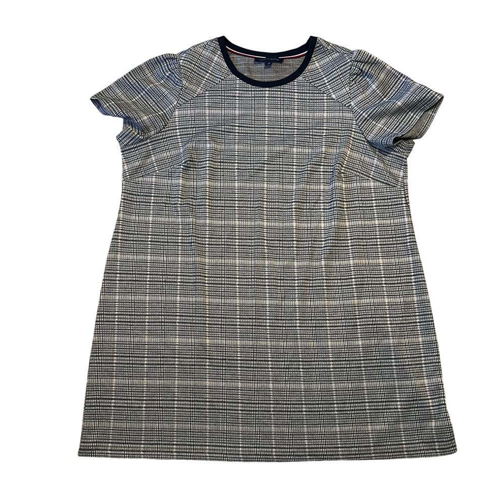 Tommy Hilfiger Short Sleeve Navy/Beige Plaid A-Line Dress Size 2X